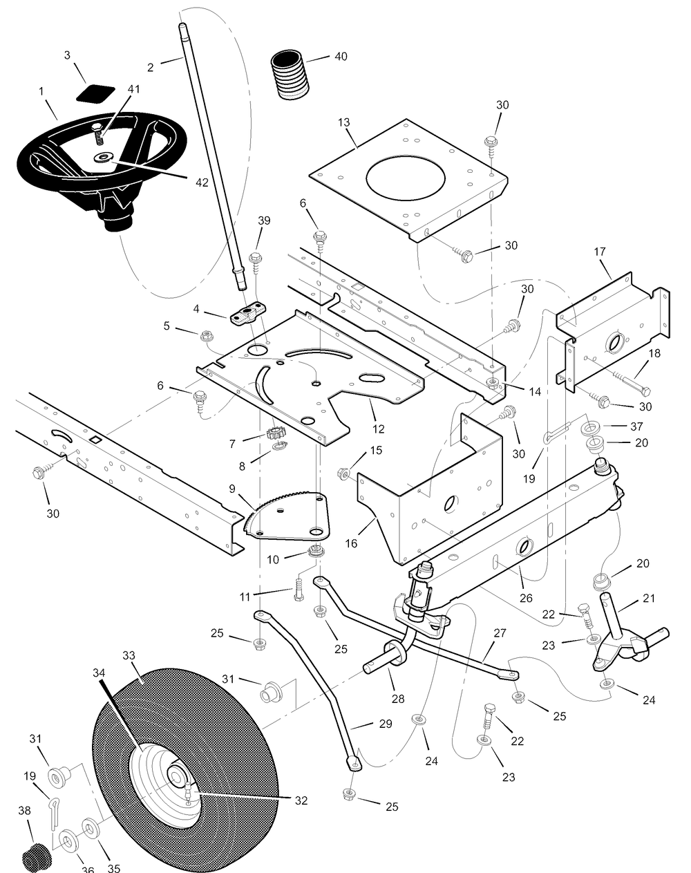 Steering Diagram and Parts List for 405601X50A 2003 Briggs and Stratton Lawn Tractor